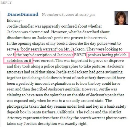 Dimond also says that Jordan described some pinkish spots on MJ's genitalia