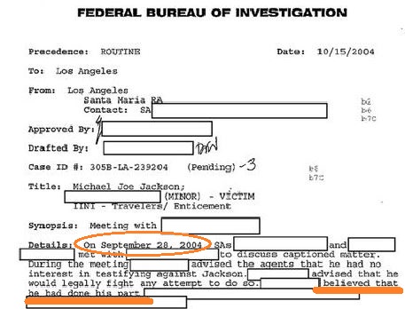 FBI agents approached Jordan Chandler in September 2004. He said 